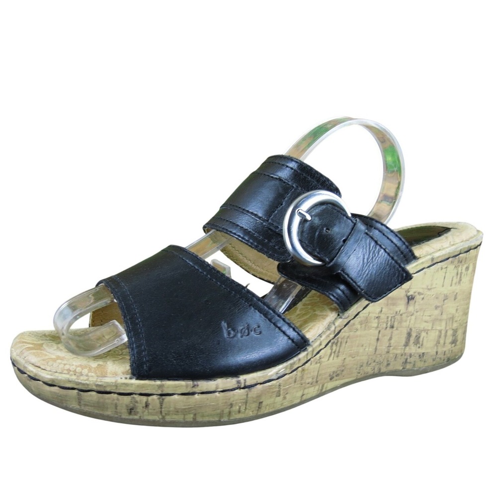 B.O.C Women Buckled Slide Black Leather Sz 8 Medium Gently Used 2025